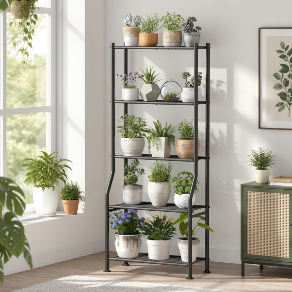 5-Tier 1.63m High Metal Ladder Plant Stand