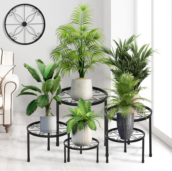 5-Piece Rust-Proof Wrought Iron Flower Pot Stands