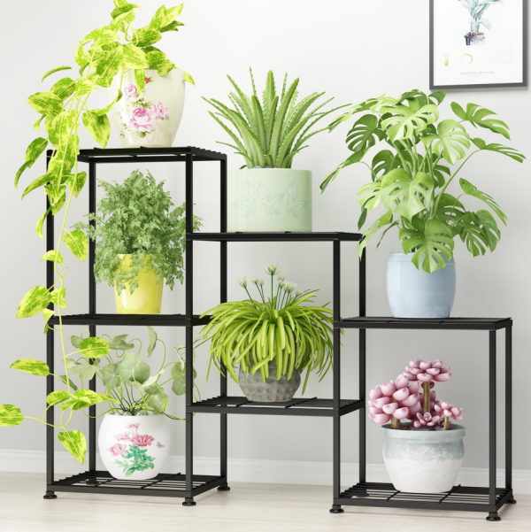 3-Tier 7-Pots Metal Ladder Plant Stand