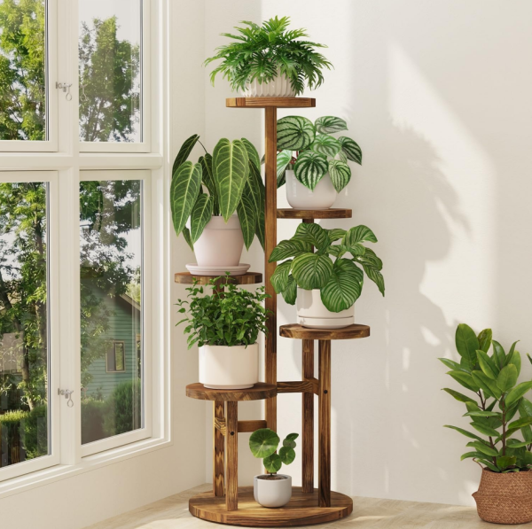5-Tier Corner Multi-Layer Wooden Plant Stand