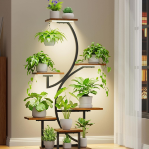 7-Tier S-Shaped Plant Stand with Supplemental Lighting
